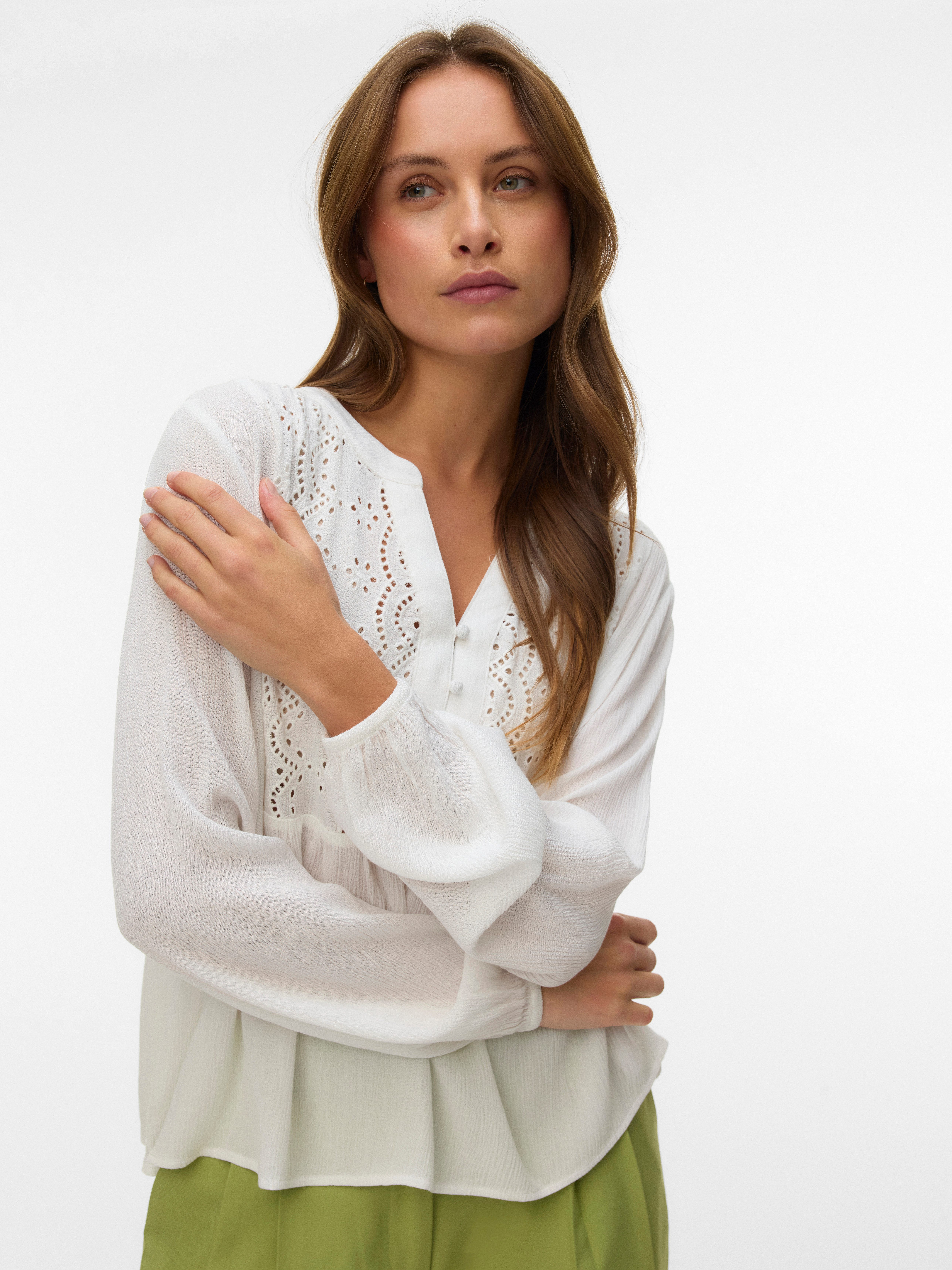 Vero Moda Shirtbluse VMMENNY EMB LS TOP WVN NOOS Viskose, Stickerei Details günstig online kaufen