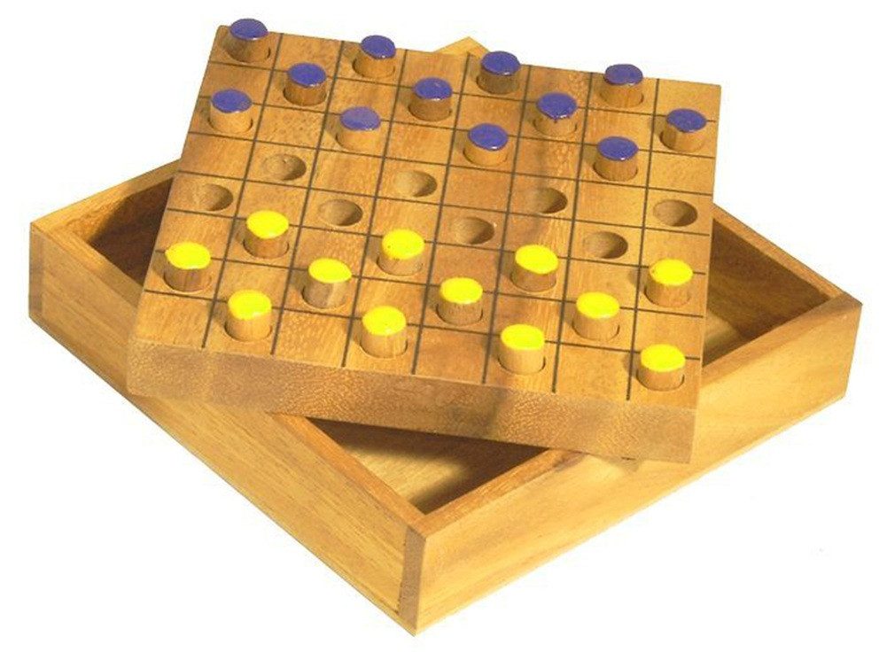 WORU Spiel Dame-Spiel aus Holz mit Aufbewahrungsbox 14,5 cm