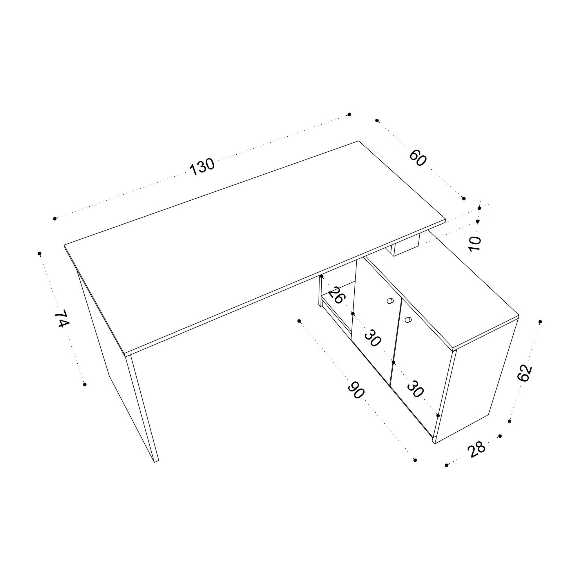 cm Masası Başak Couchtisch JUG, Skye Decor Çalışma 74x130x60