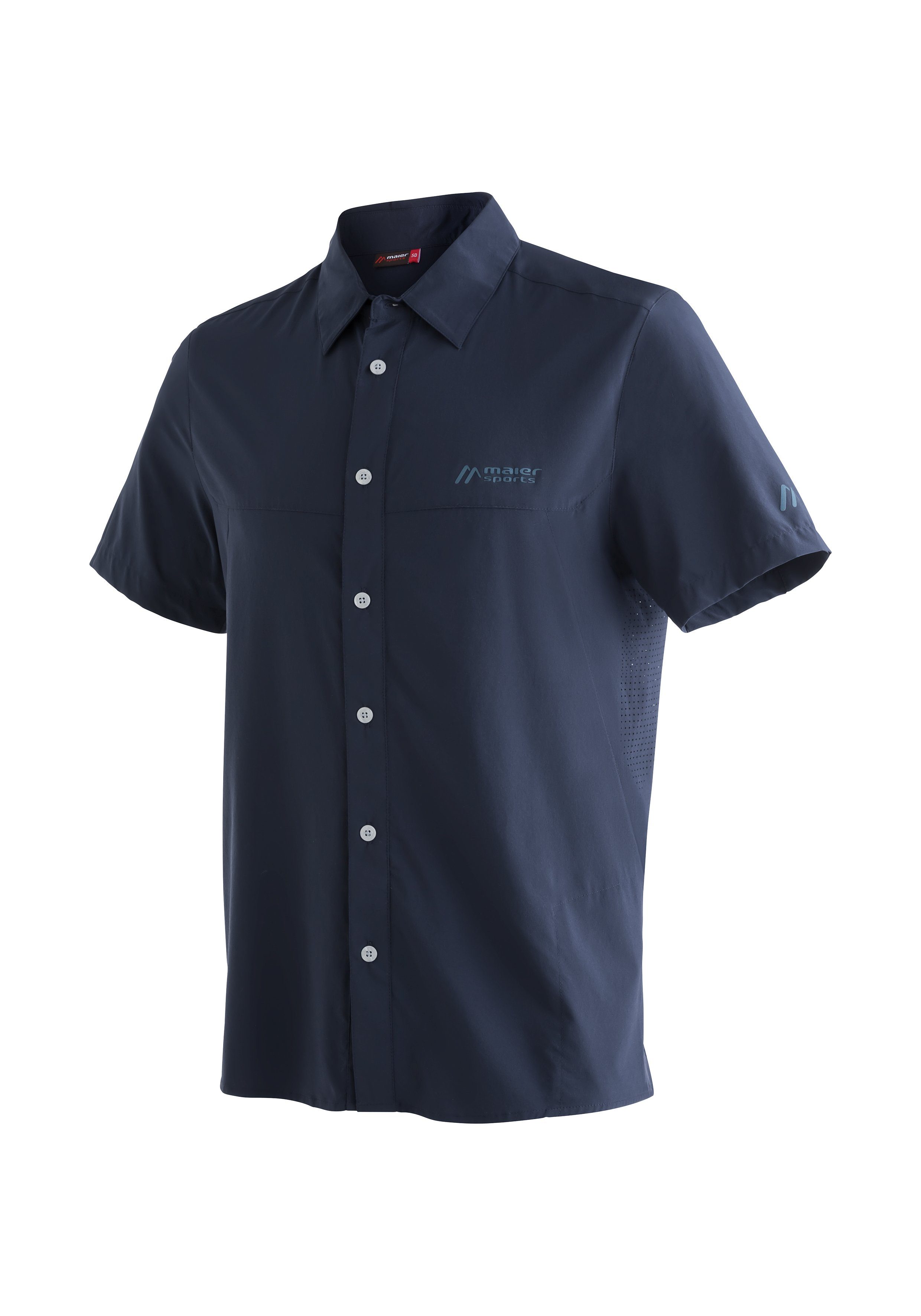 Maier Sports Funktionshemd Sinnes Tec MS/S Leichtes, elastisches Trekkinghemd mit Sonnenkragen dunkelblau | Freizeithemden