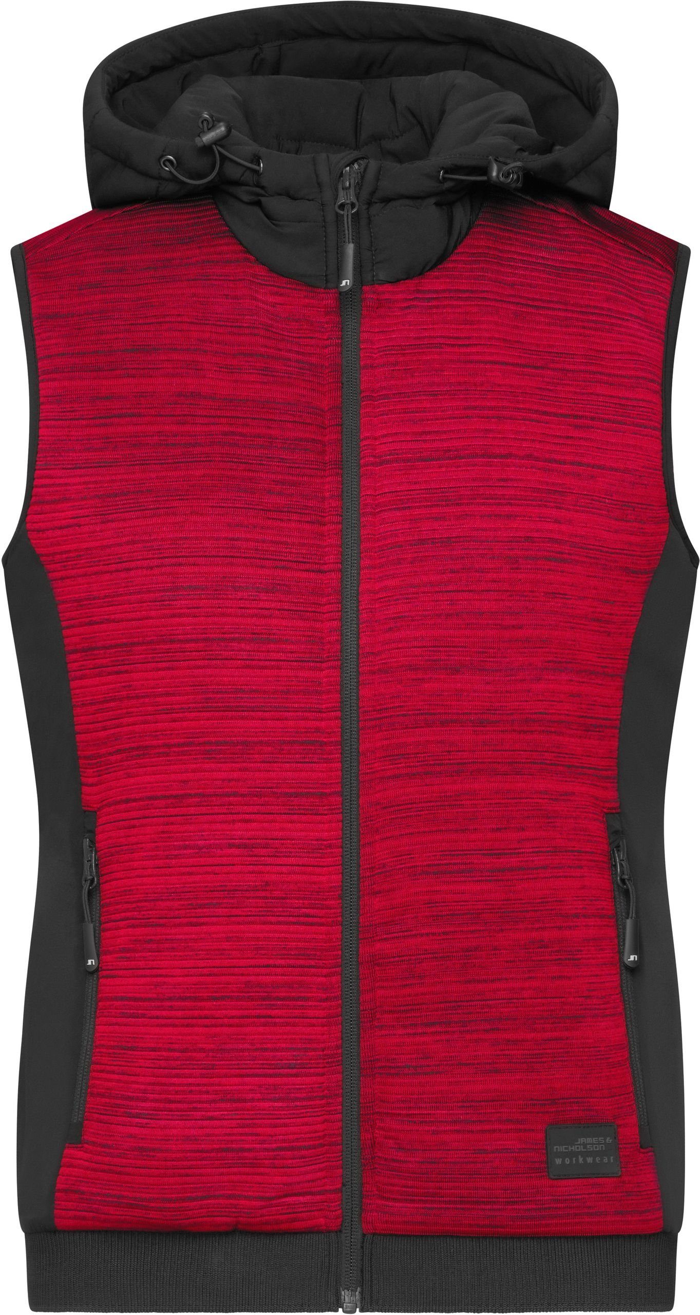 James & Nicholson Fleeceweste Damen melange/black Gilet Strickfleece red Hybrid