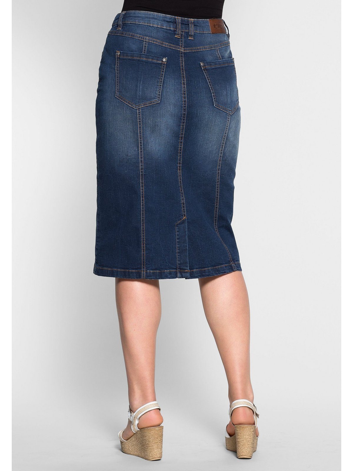 Sheego Jeansrock Große Größen Used Effekte, jedes Teil ein Unikat