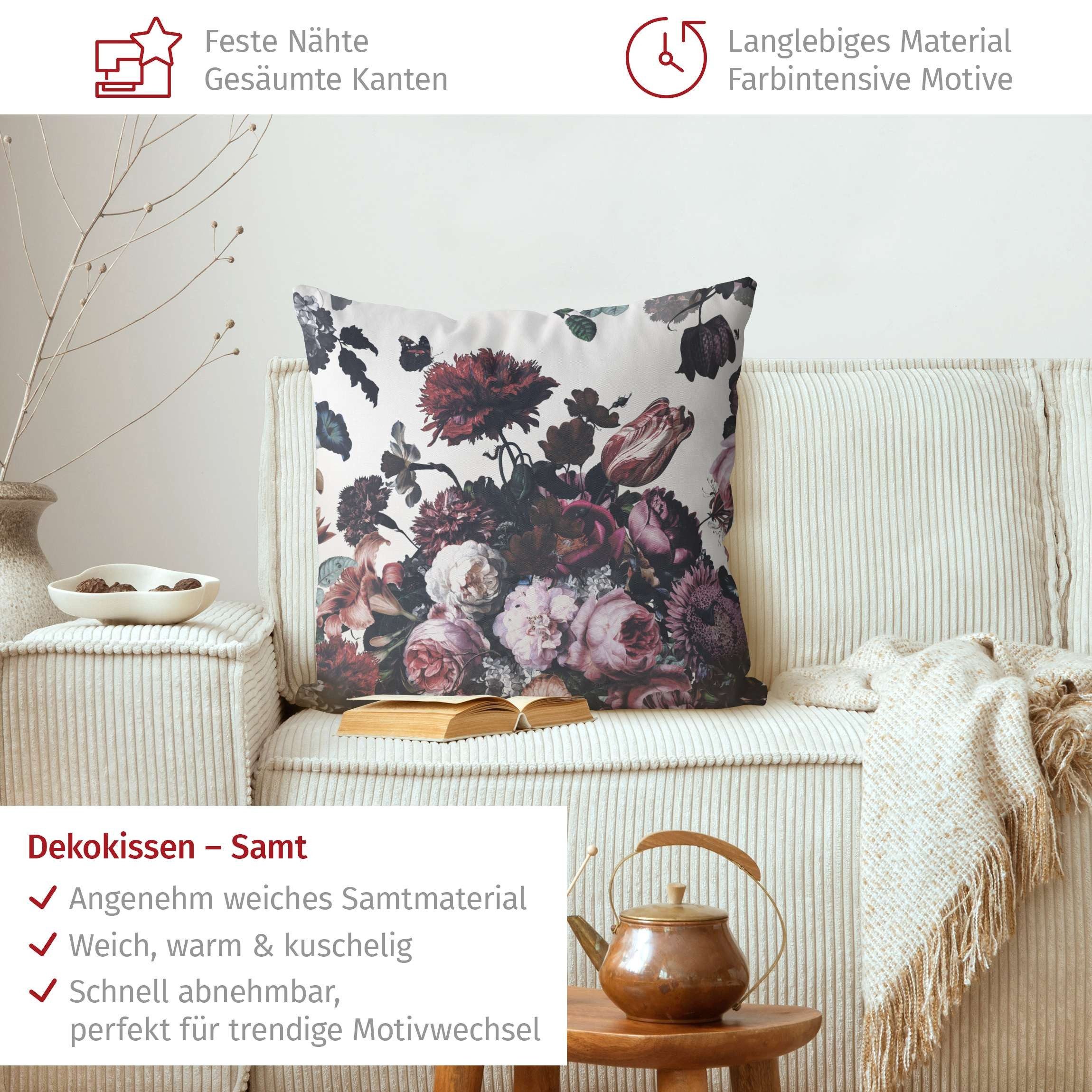Bilderdepot24 Dekokissen drinnen Kissenhülle/ Sofakissen/ Zierkissen Kissenhülle rosa Blumen Il, Bezug mit / ohne Füllung Zierkissen Outdoor Sofa Bett