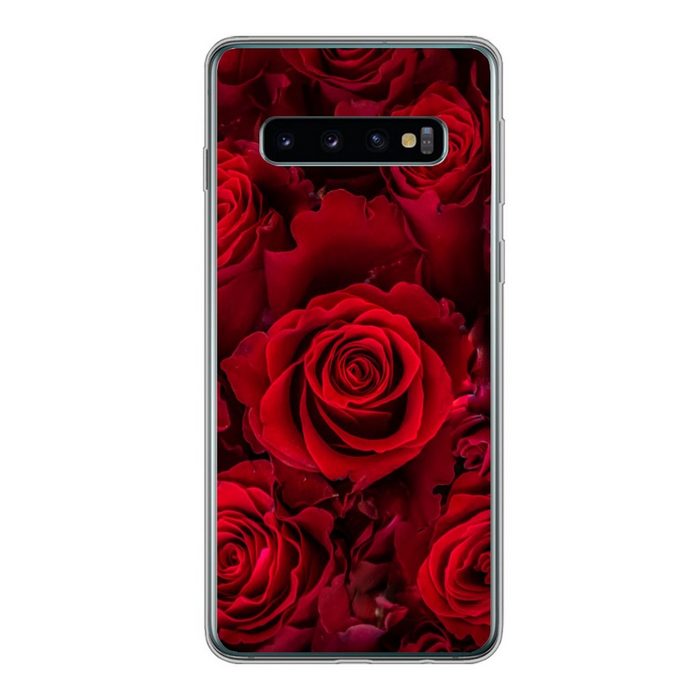 MuchoWow Handyhülle Blumen - Rosen - Rot Phone Case Handyhülle Samsung Galaxy S10 Silikon Schutzhülle