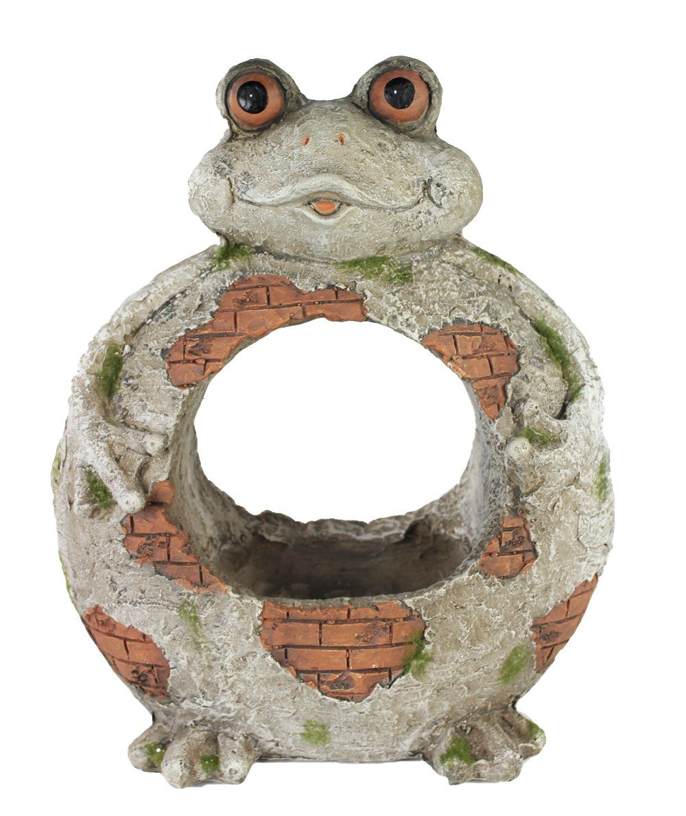 Arnusa Blumentopf Gartendeko Frosch Steinoptik 37 cm Gartenfigur Tiefigur bepflanzbar, dekorativer Blumenkübel