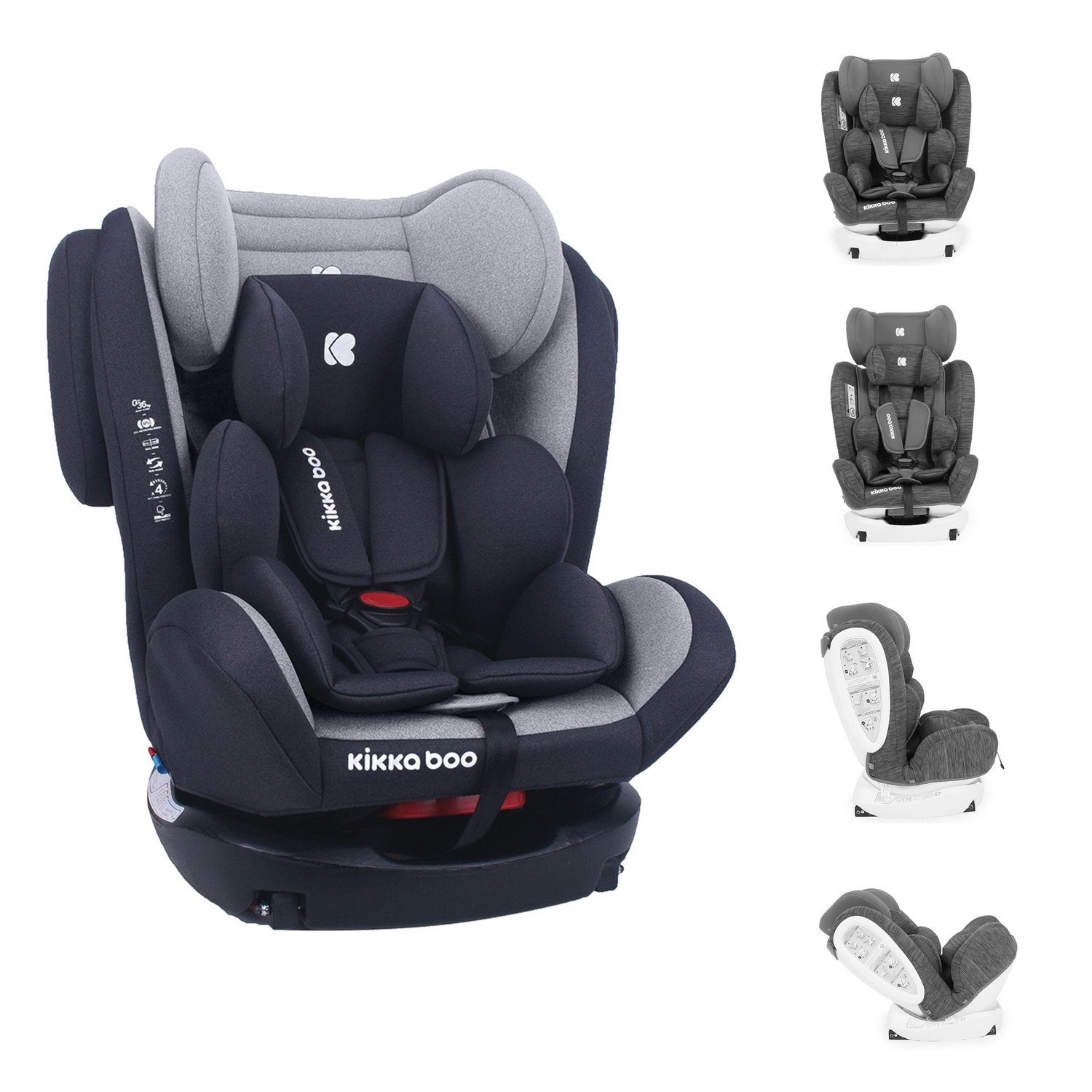 Kikkaboo Autokindersitz Kindersitz 4 Fix Double Isofix, bis: 36 kg, SPS Gruppe 0+/1/2/3 (0-36kg) verstellbar