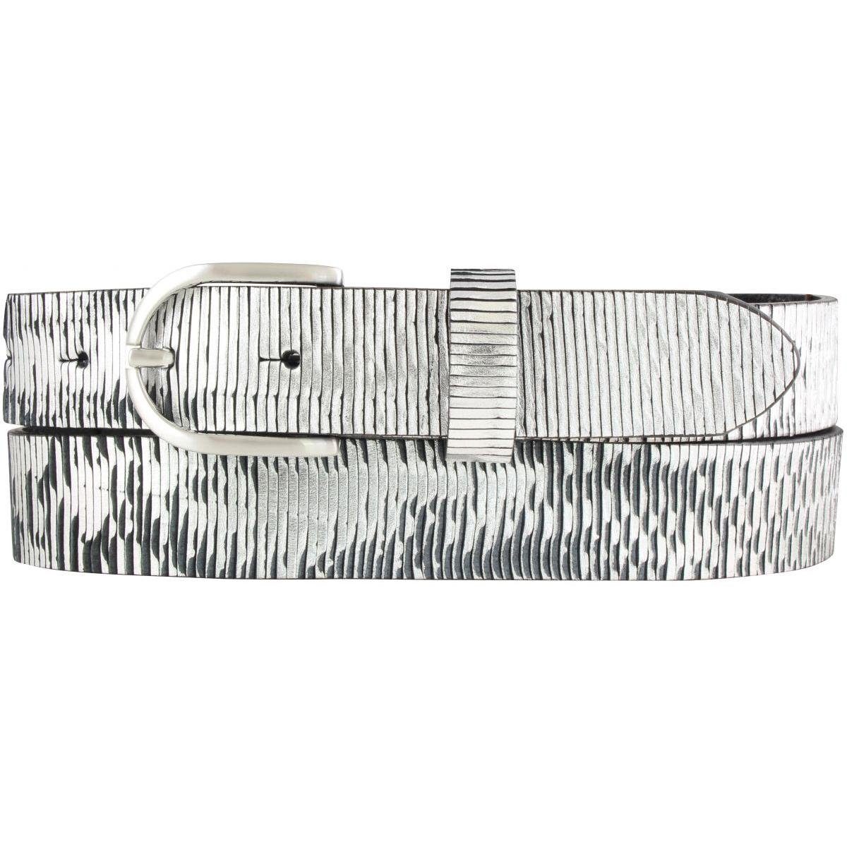 Ledergürtel Damengürtel Metall-Optik aus Vollrindleder 3 cm - Damen-Gürtel Metalli