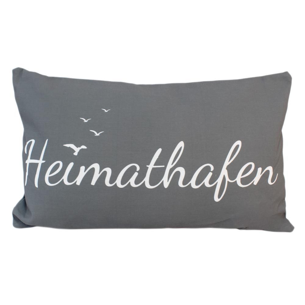 Bada Bing Dekokissen Kissen mit Spruch Deko "Heimathafen" - ca. 53 x 31 cm