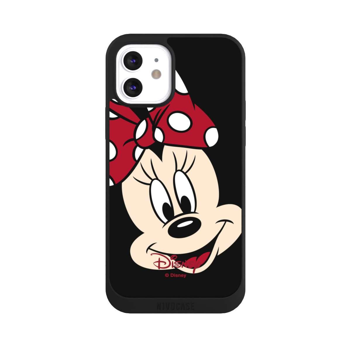 NIVOCASE Handyhülle Minnie Mouse Disney Offizielles Lizenzprodukt Minnie All Over, Apple iPhone 12 Handyhülle Hülle NIVOpure Case Schwarz