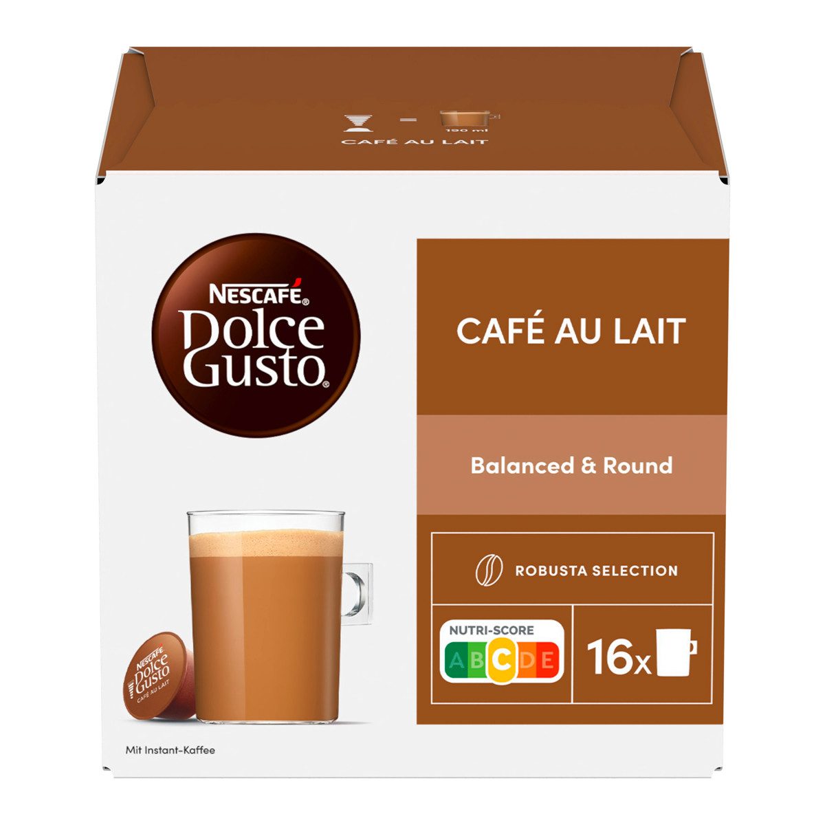NESCAFE Kaffee, Nescafe Dolce Gusto Cafe Au Lait 2x16 Pods Kaffeegenuss 2er Pack