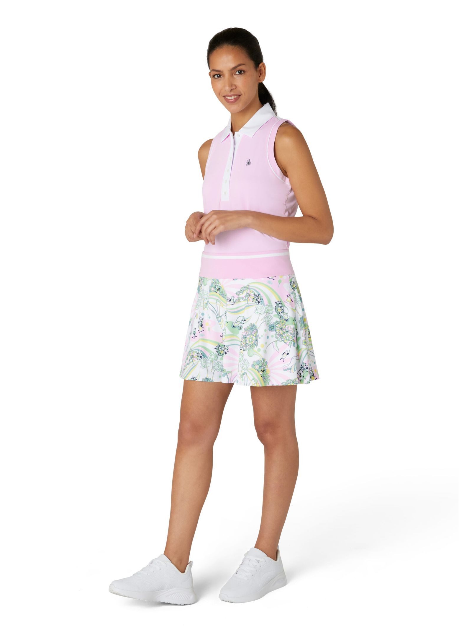 Original Penguin Golfrock Penguin Golf Groovy Pete Print 16″ Volant-Golfskort Damen (1-tlg) dehnbare und feuchtigkeitsableitende Eigenschaften