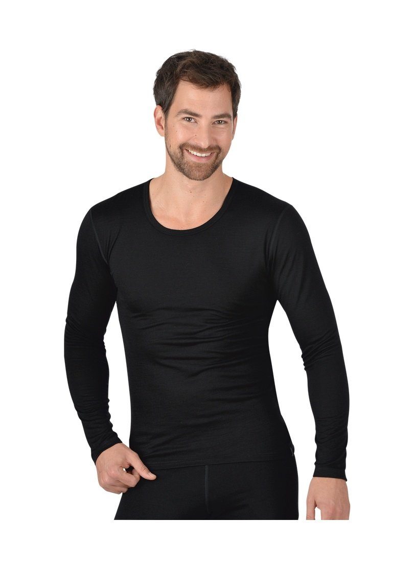 Trigema Kurzarmshirt TRIGEMA Sportshirt aus Merinowolle schwarz