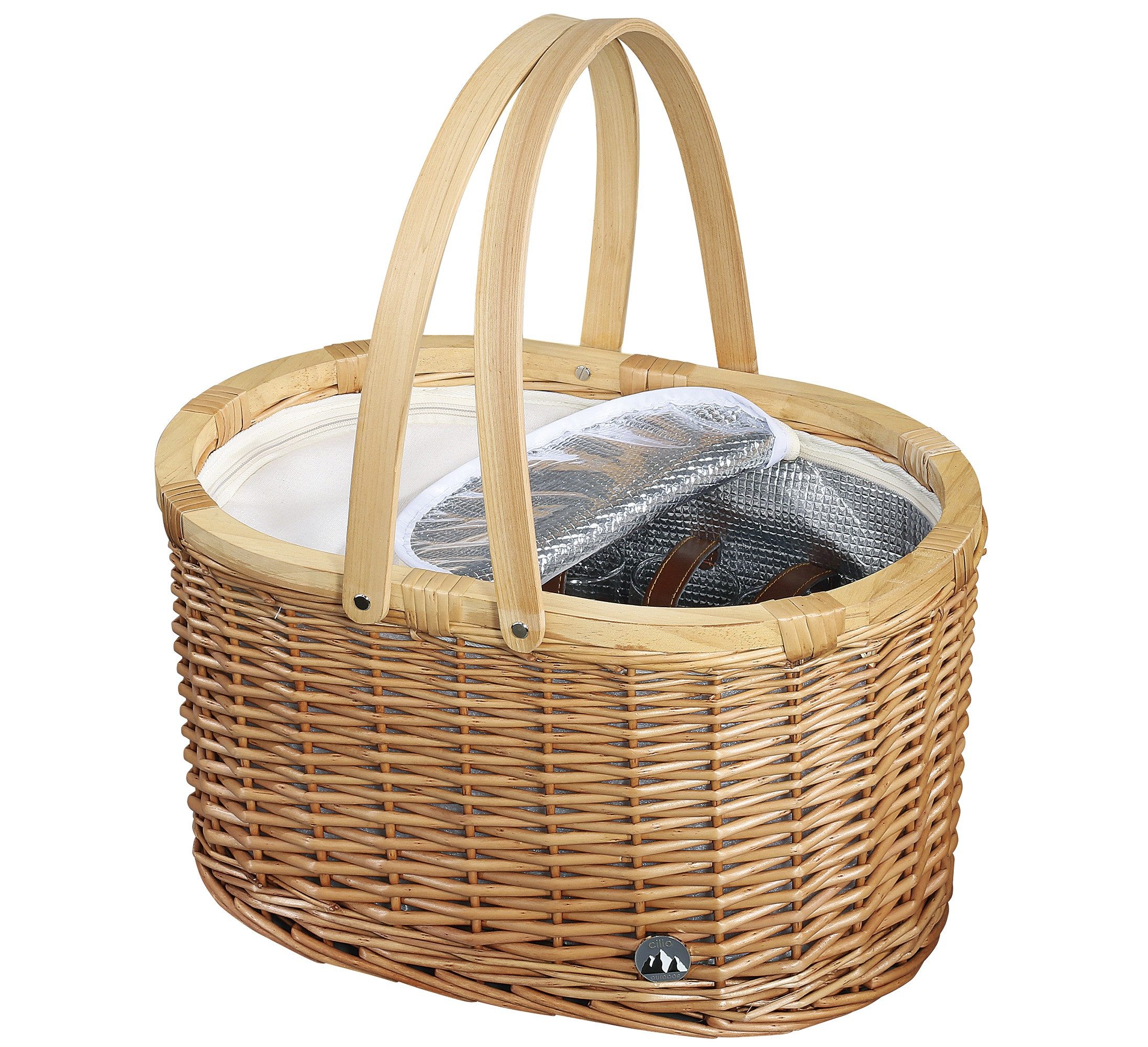 Cilio Picknickkorb Picknickkorb für 4 Personen Kühlfach Teller Gläser Besteck Cilio