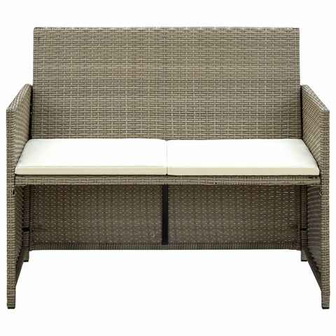 vidaXL Loungesofa 2-Sitzer-Gartensofa mit Polstern Beige Poly Rattan