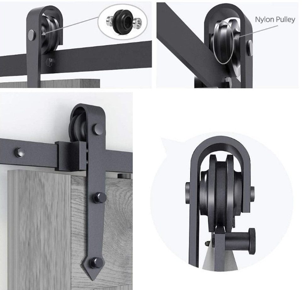 JEOBEST Schiebetür 366cm Schiebetürsystem Komplett-Set mit Schiebetür Schiene, für 2 Holztür – Bild 5 von 5