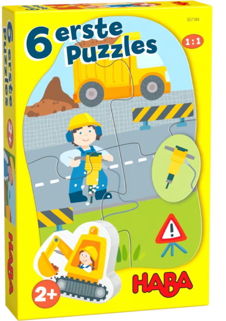 Haba Puzzle 2, 3, 4 Teile Kinder Puzzle 6 erste Puzzles Baustelle 1307184001, Puzzleteile