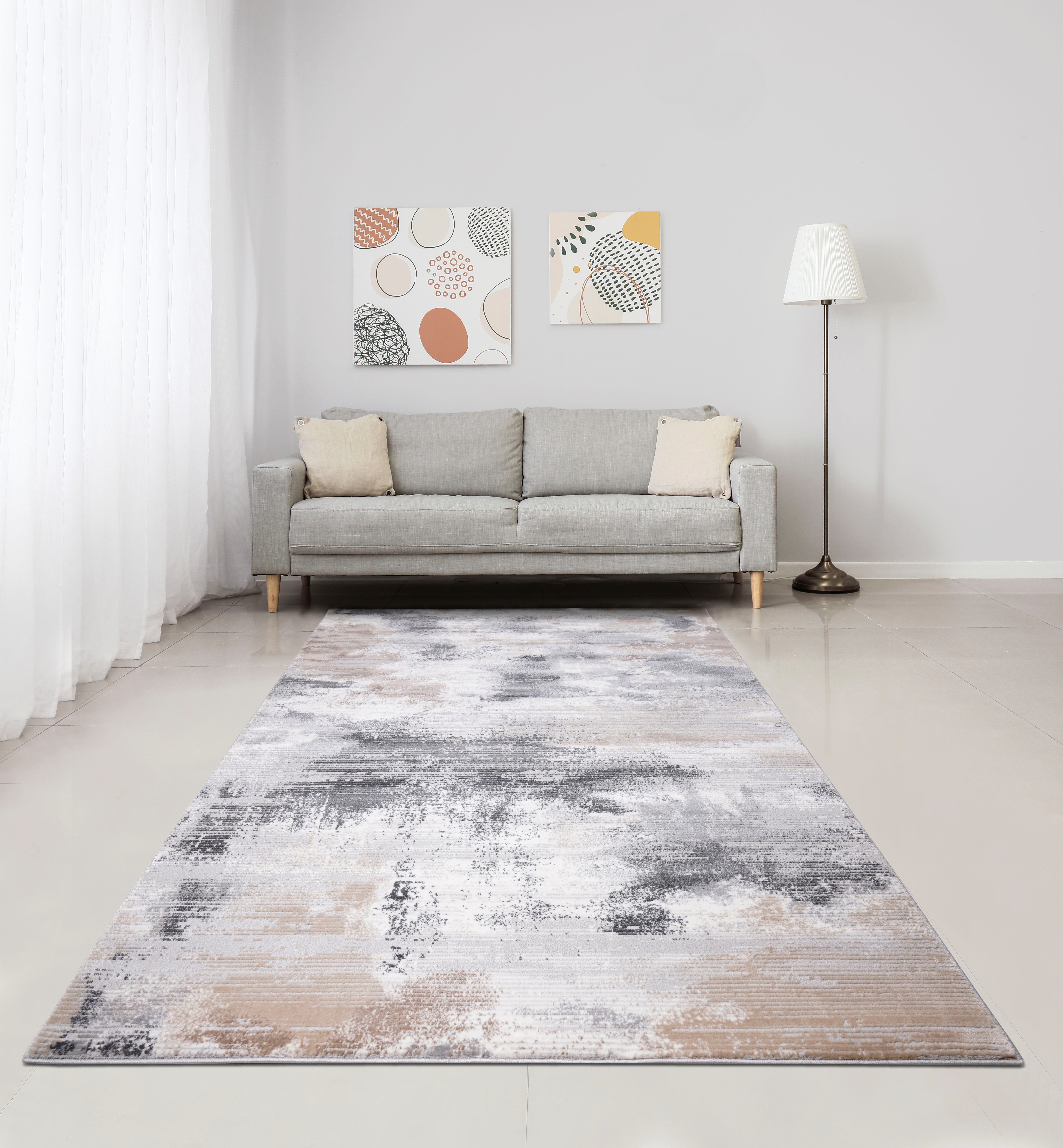Teppich Oleas, Vintage-Look, Design, abstraktes mm, Haptik, pflegeleicht rechteckig, Höhe: Leonique, 24 weiche grau
