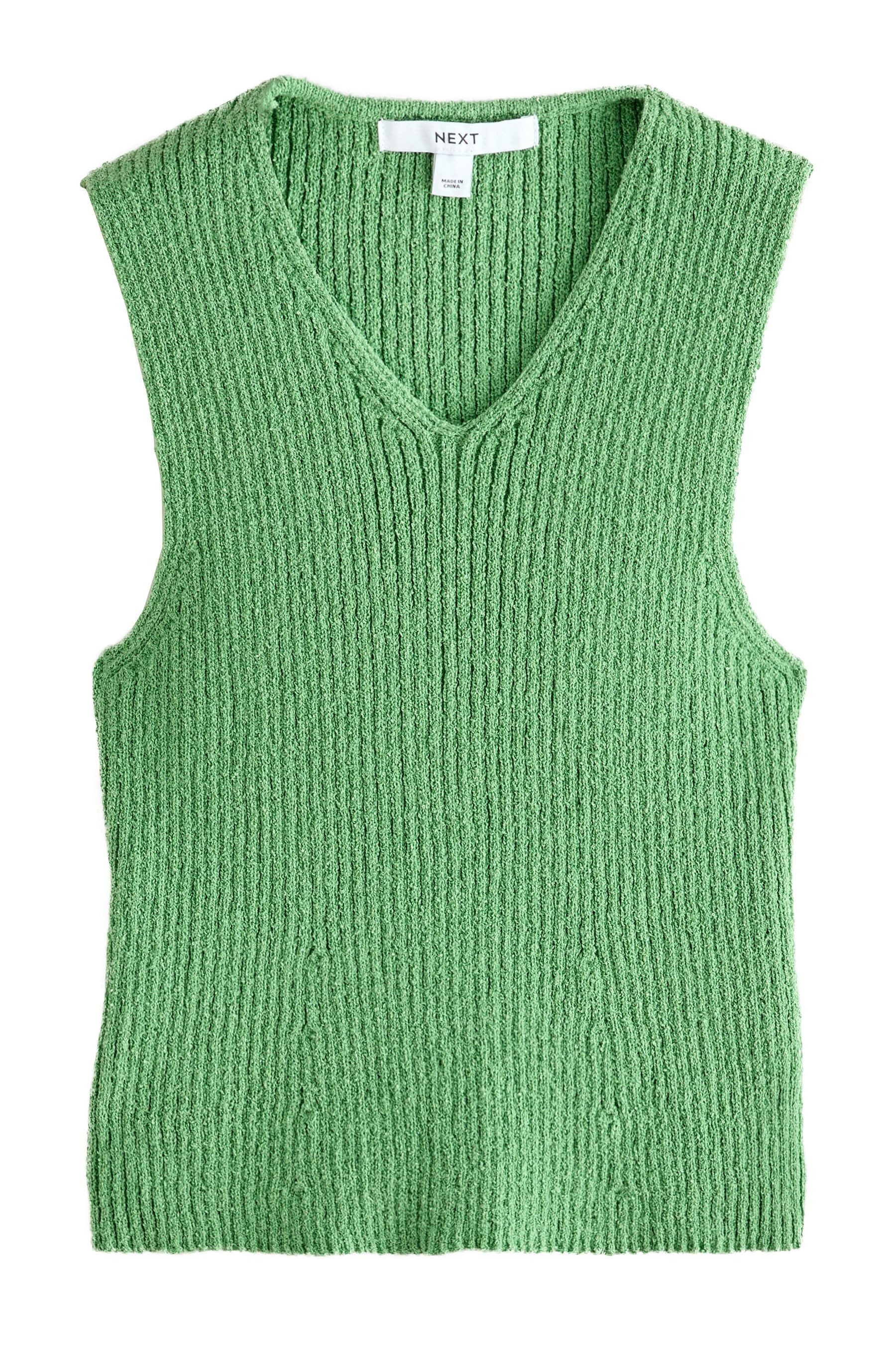 Next Trägertop Gestricktes Frottee-Trägertop mit V-Ausschnitt (1-tlg)