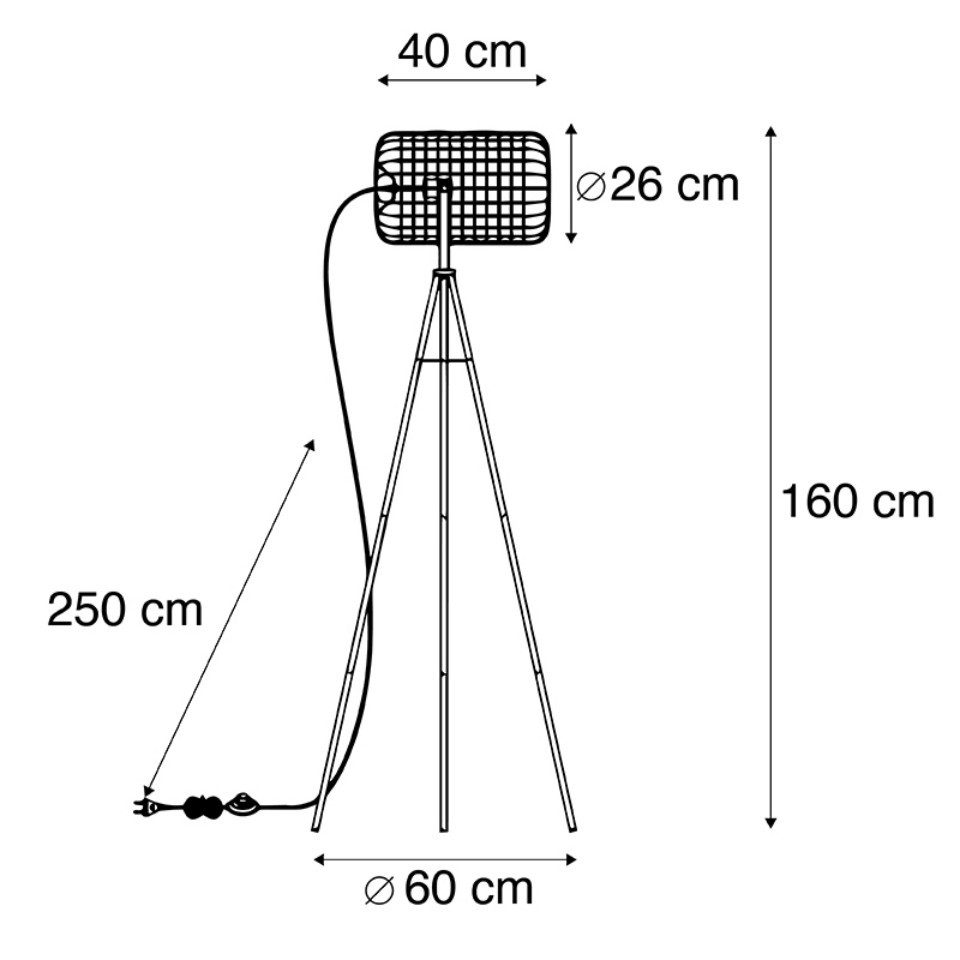 Qazqa Stehlampe Bliss_vefa, ohne Leuchtmittel, Warmweiß, QAZQA Stehlampe, e27, Schwarz, Stahl, Industrie