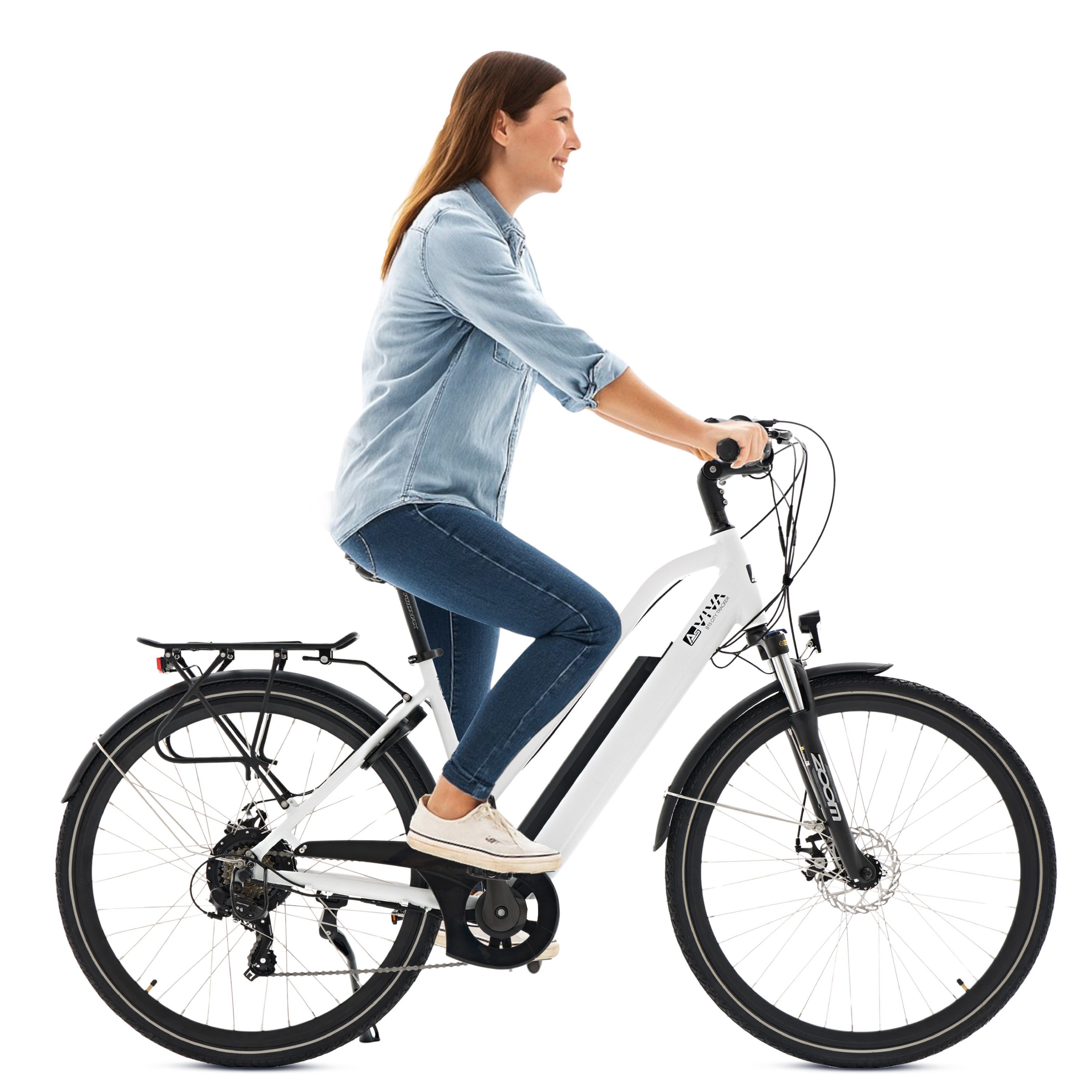 AsVIVA E-Bike Trekkingrad, Cityrad B15 28 Zoll, 7 Gang Shimano Shimano Tourney / SIS RevoShift Schaltwerk, Kettenschaltung, Heckmotor, 504 Wh, 250W Bafang-Motor, Pedelec mit Gepäckträger, Samsung Akku