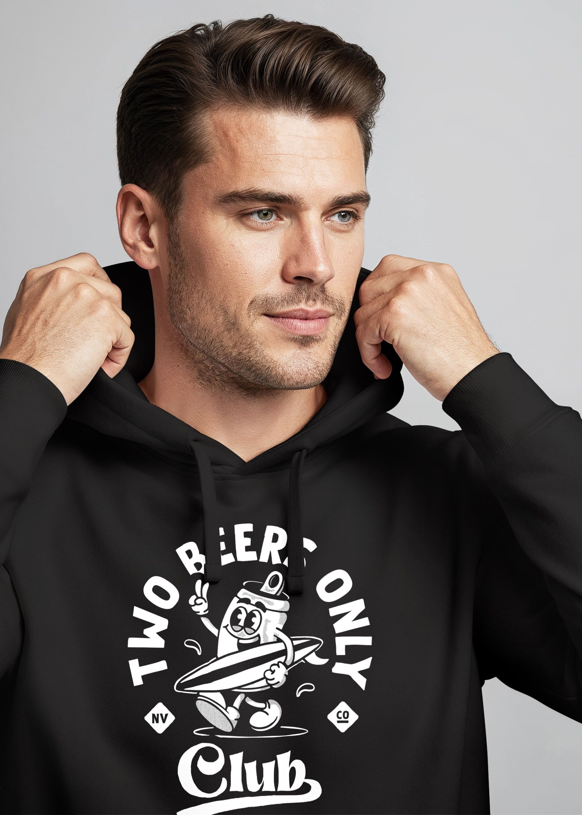 Neverless Hoodie Hoodie Herren Print Bier Design Two Beers Only Club Kapuzensweatshirt