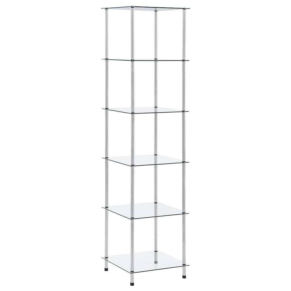vidaXL Bücherregal Regal mit 6 Ablagen Transparent 40x40x160 cm Hartglas, 1-tlg.
