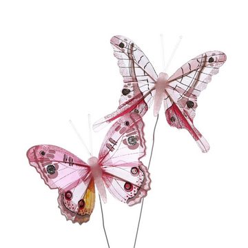 MARELIDA Dekofigur Deko Schmetterlinge am Draht Tischdeko Frühling Hochzeit Ostern 6St. (6 St)