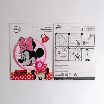 Disney Aufnäher Bügelbild, Aufbügler, Applikationen, Patches, Flicken, zum aufbügeln, Polyester, Minnie Mouse BLUME 2 - Größe: 7 x 7 cm
