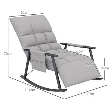 HOMCOM Schaukelstuhl mit verstellbarer Rückenlehne und Fußstütze (Schaukelsessel, 1 St), für Wohnzimmer, Schlafzimmer, Grau