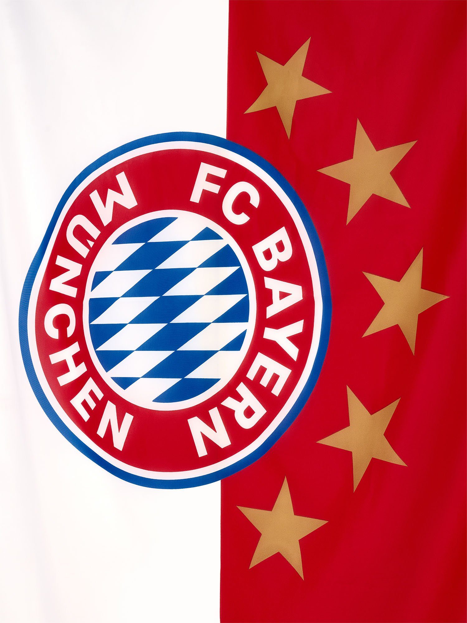 Bayern 5 180x120cm, Logo, FC Bayern Sterne Aus FC München recyceltem Polyester Hissfahne Fahne