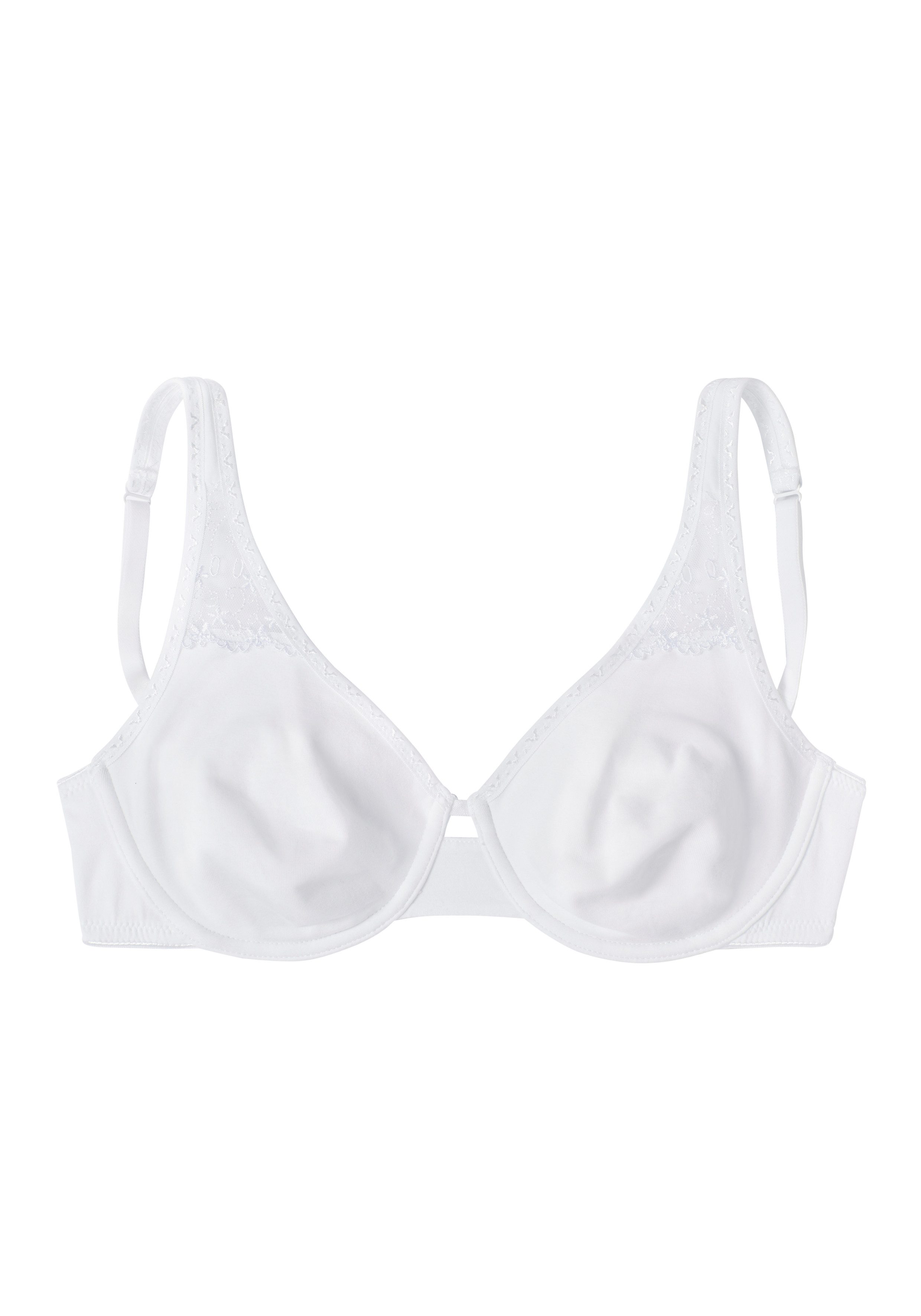 petite fleur by Lascana T-Shirt-BH, Baumwoll-BH, BH mit Bügel, Bügel-BH (Packung, 2 Stück) mit Spitzeneinsätzen, große Größen – Bild 3 von 5