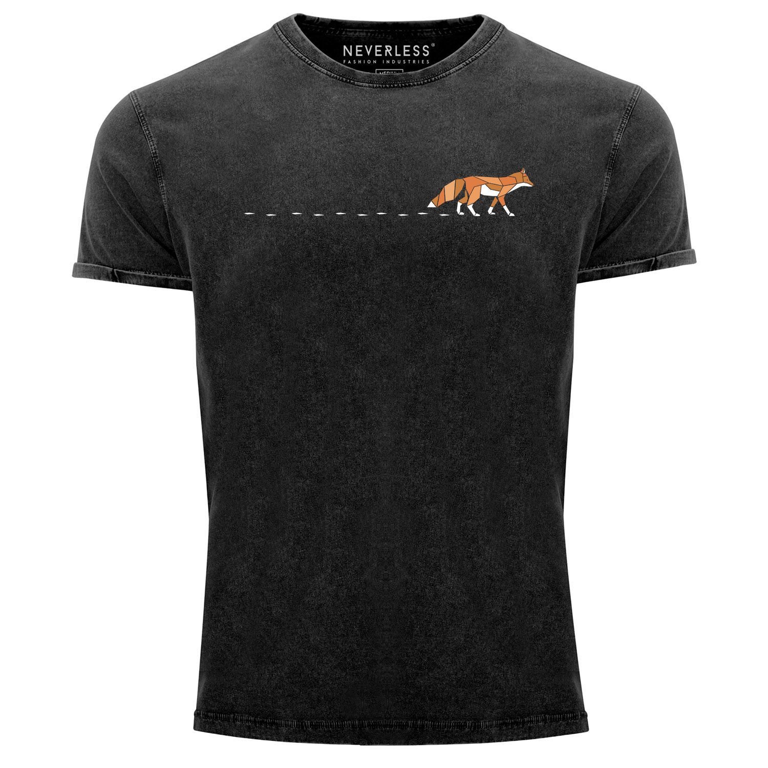 Neverless Print-Shirt Herren T-Shirt Vintage Fuchs günstig online kaufen