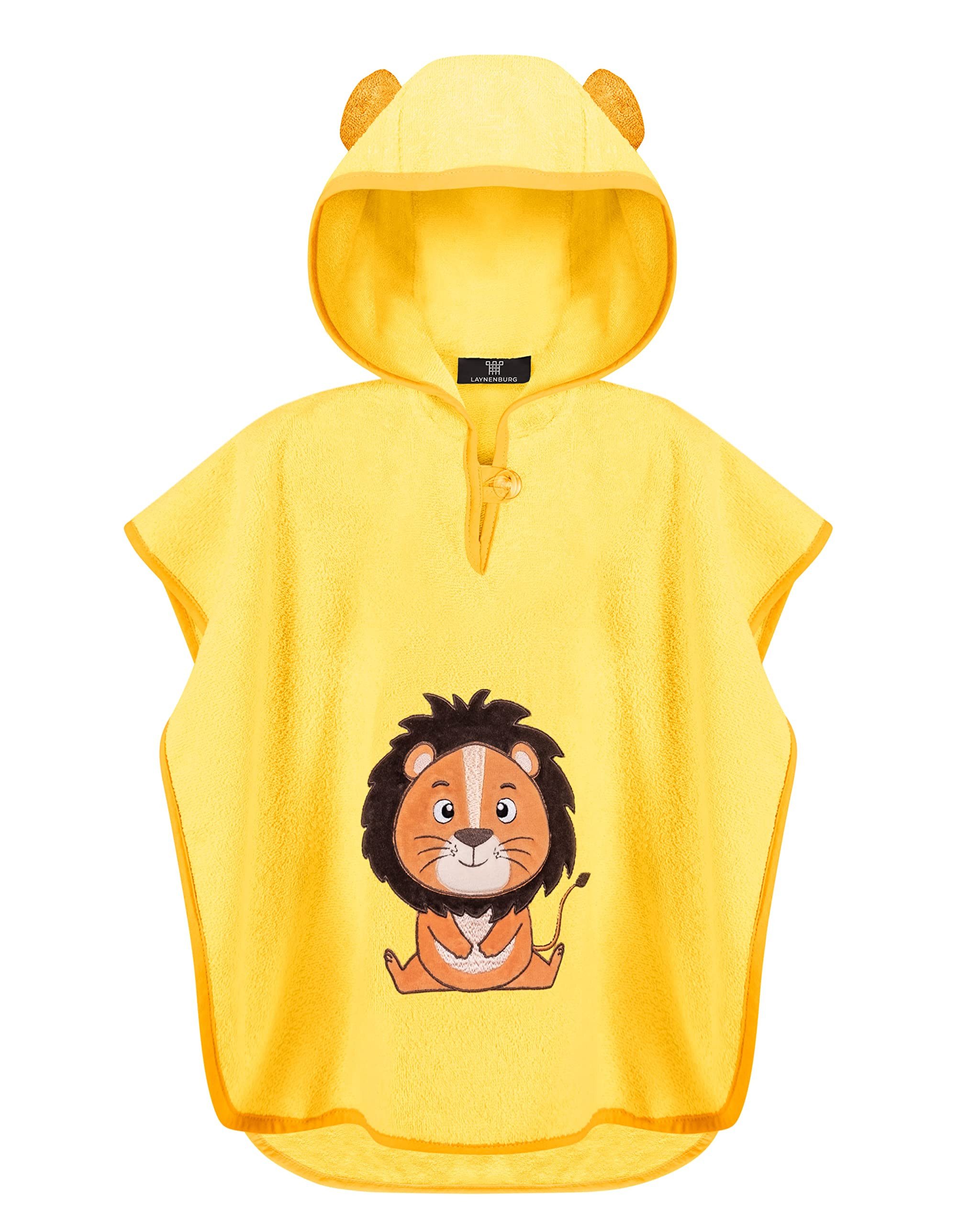 Laynenburg Badeponcho Kinder mit Kapuze - 100% Baumwolle - Strandponcho, Handtuch Poncho aus Frottee für Baby Jungen Mädchen