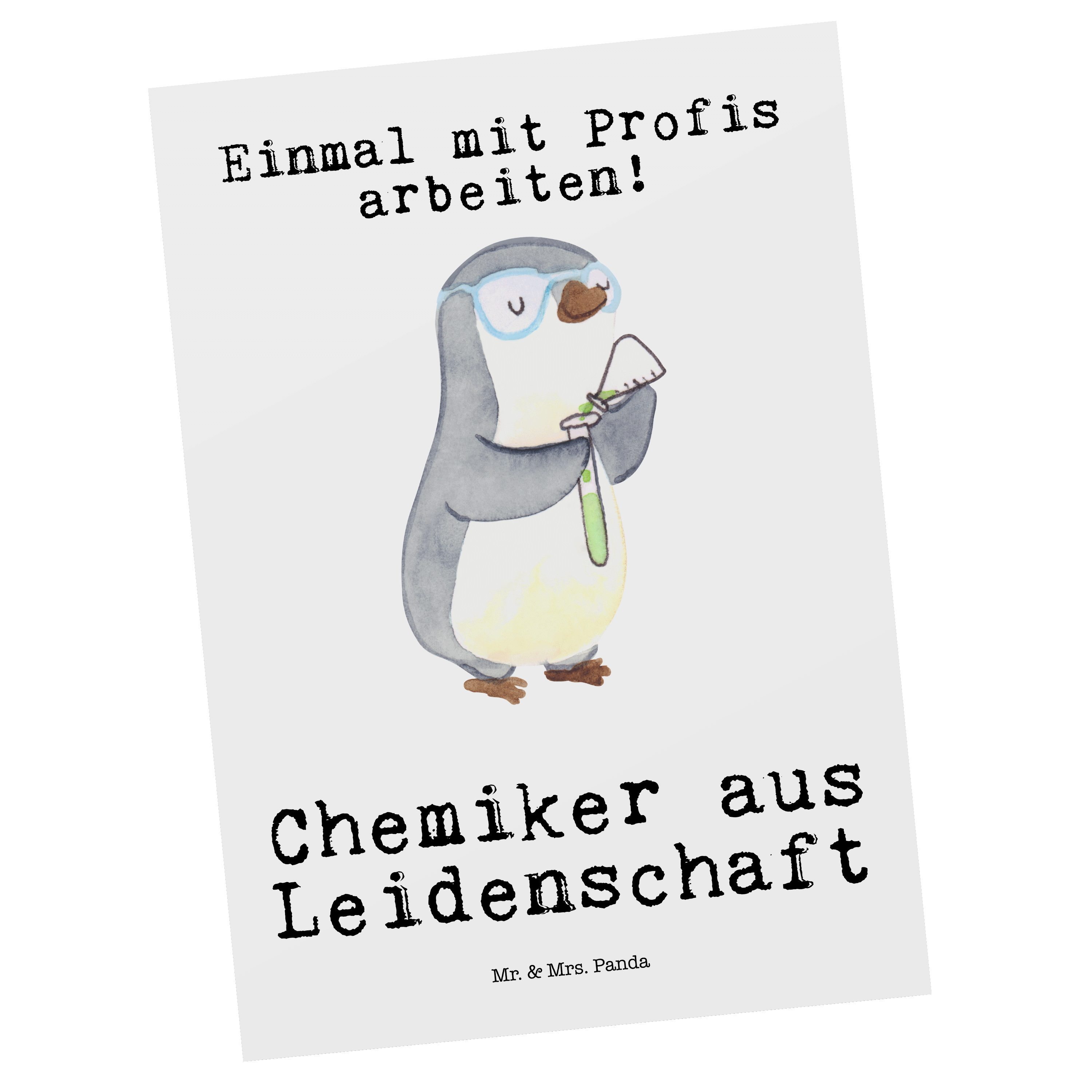 Mr. & Mrs. Panda Postkarte Chemiker aus Leidenschaft - Weiß - Geschenk, Kollegin, Grußkarte, Ans