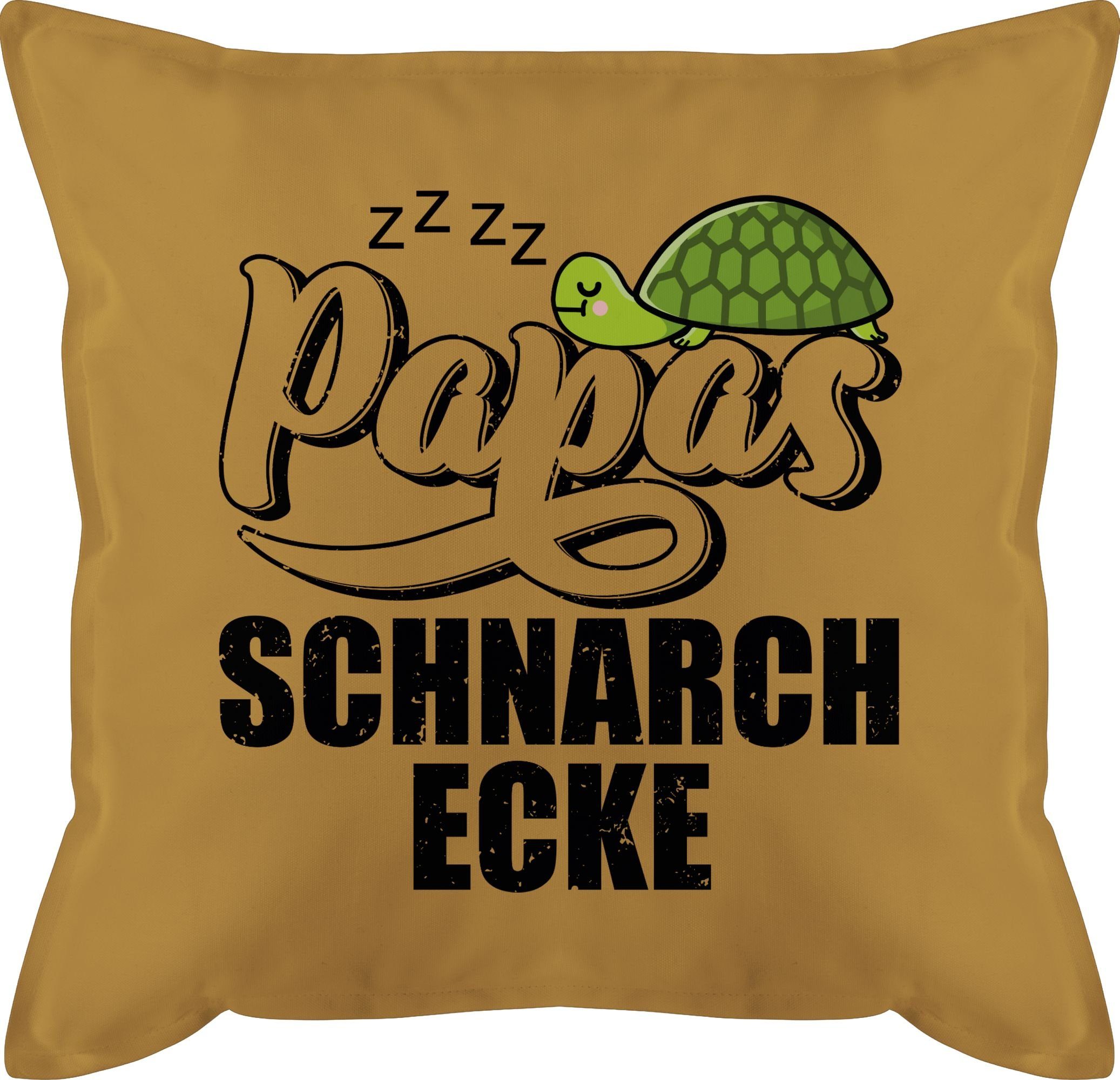 Shirtracer Dekokissen Papas Schnarchecke mit Schildkröte - Lettering - schwarz, Vatertagsgeschenk Kissen 3 Gelb