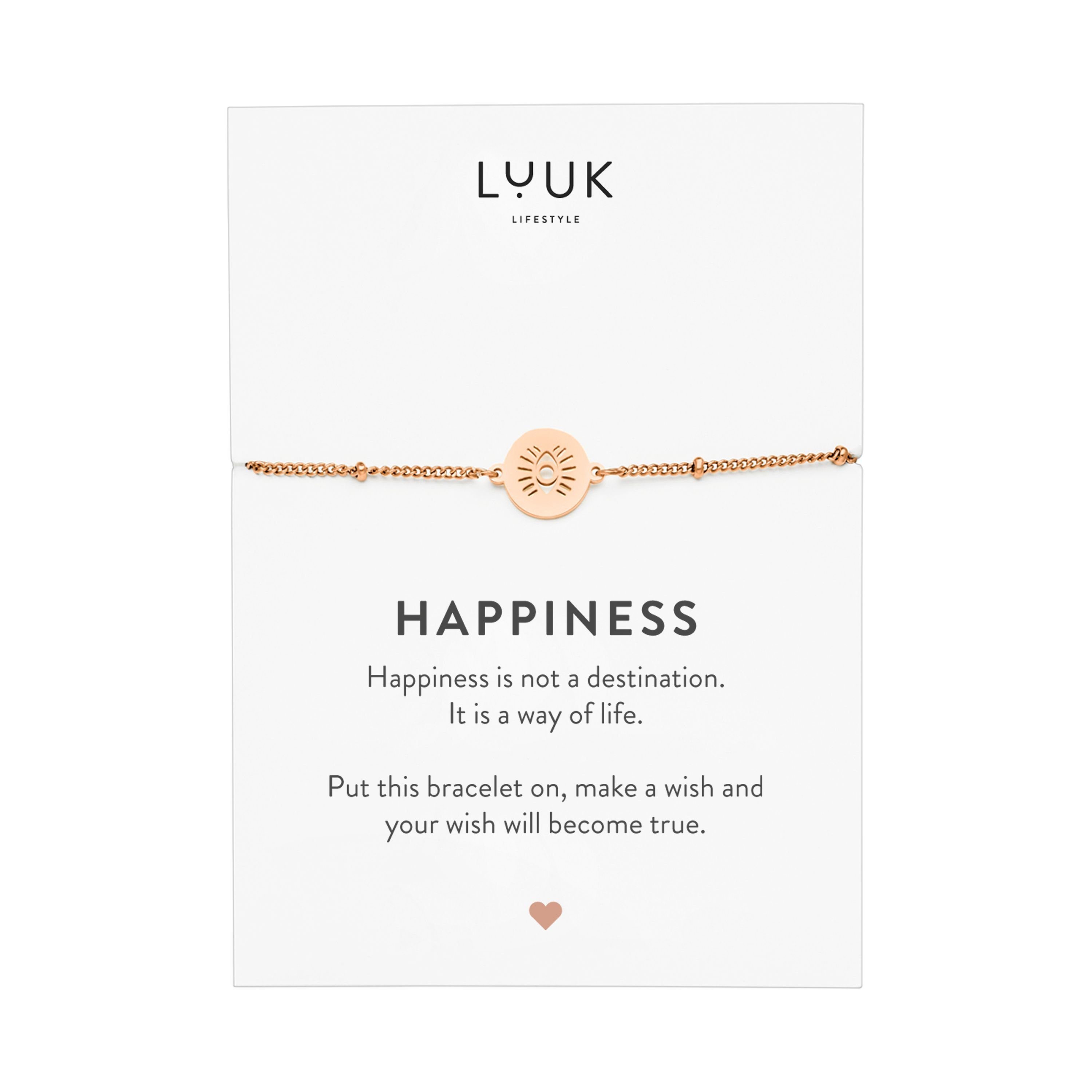 LUUK LIFESTYLE Edelstahlarmband Auge des Buddha, mit Happiness Spruchkarte