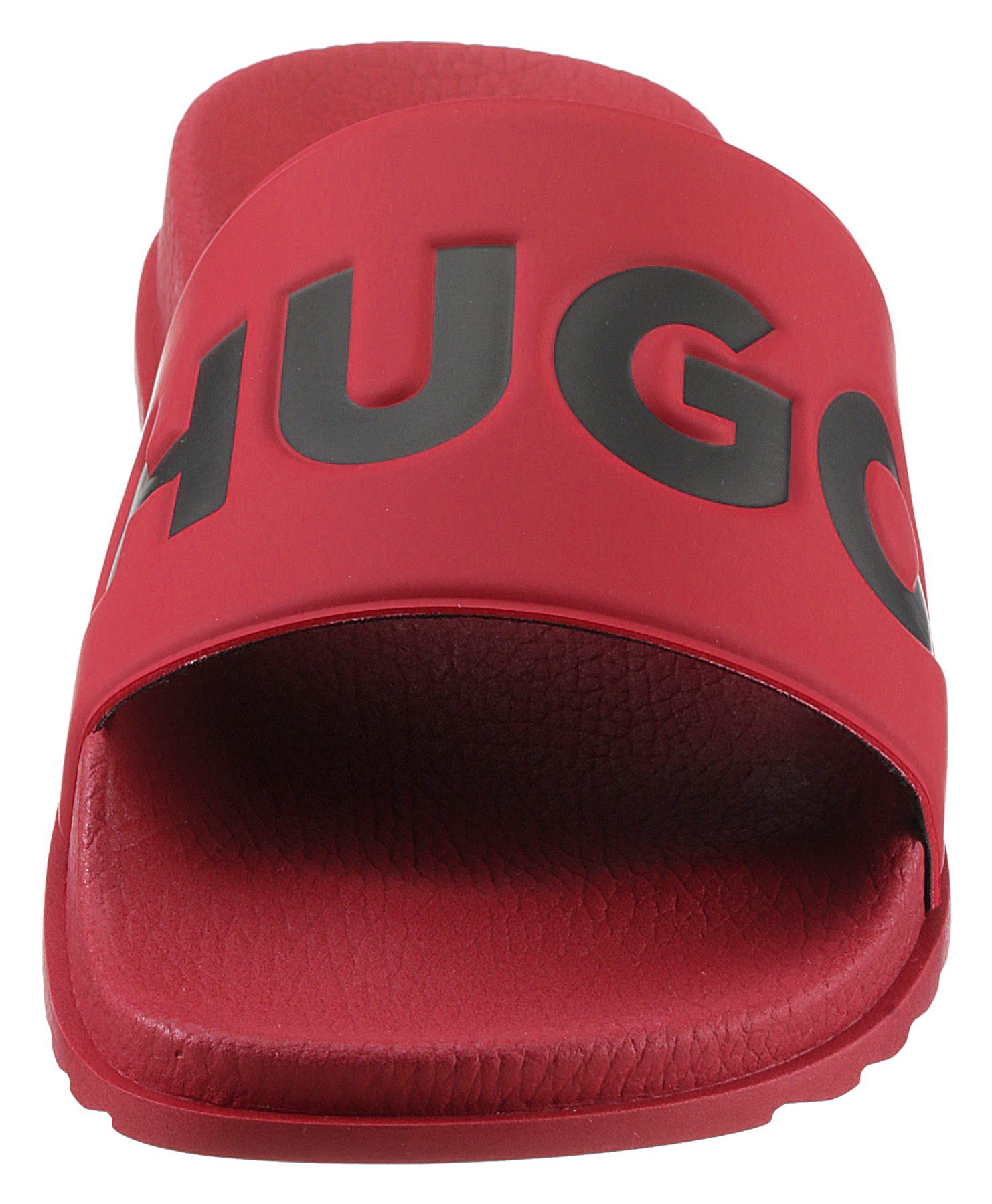 rot Match mit Slid Badepantolette it HUGO Logoschriftzug