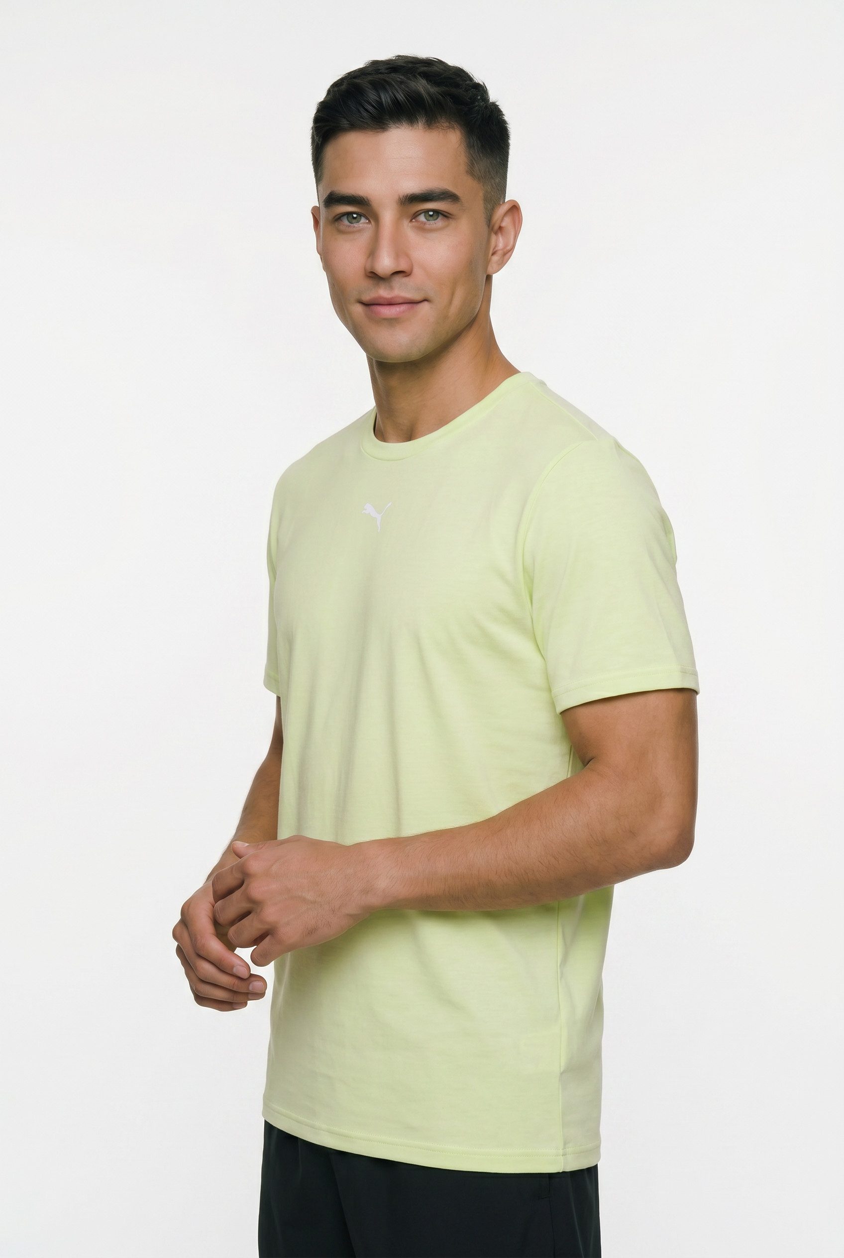 PUMA Trainingsshirt M TAD ESSENTIALS HEATHER CAT TEE (CF SMALL CAT) Basic-T-Shirt, Kurzarm, für Sportmode
