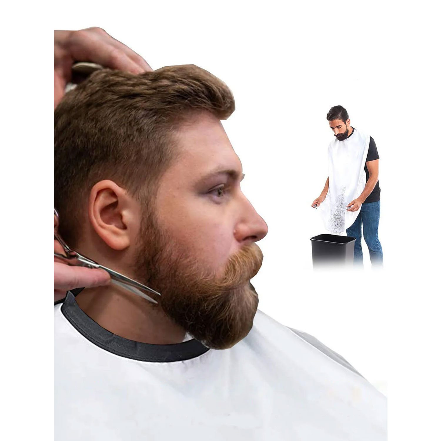 Jungengel Umhängeschürze Bartschürze Herren Rasierumhang mit Saugnäpfen, Haarschneide Cape, Bartfänger, Hygienisch, Wiederverwendbar, Waschbar