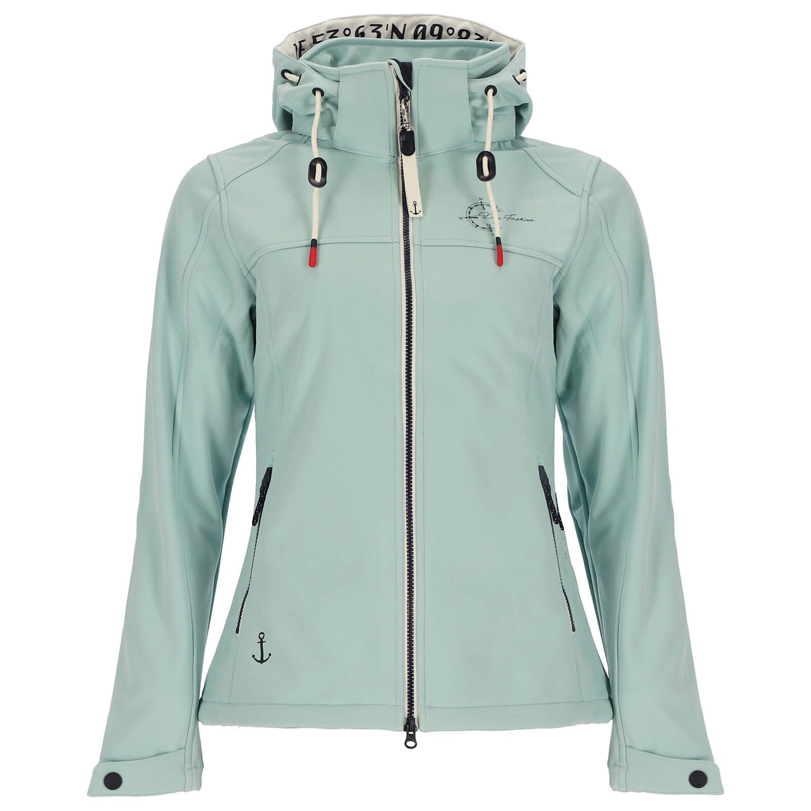 Dry Fashion Softshelljacke Zingst Damen Jacke Softshell Fleece-Futter - Übergangsjacke Outdoor Atmungsaktiv, Verstellbare & abnehmbare Kapuze, 2-Wege-Reißverschluss