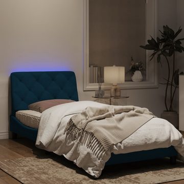 vidaXL Bett Bettgestell mit LED-Leuchten Blau 80x200 cm Samt