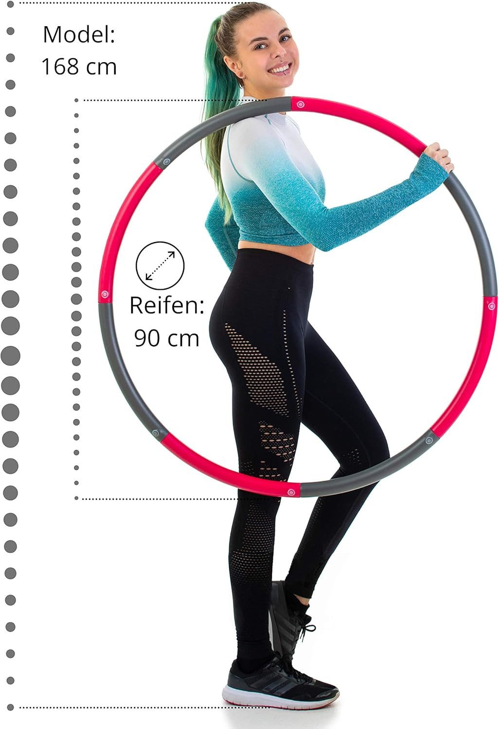 GiglioCollection Hula-Hoop-Reifen 1,2 kg, gewellt, stabil, zerlegbar, mit Praktischer Tragetasche