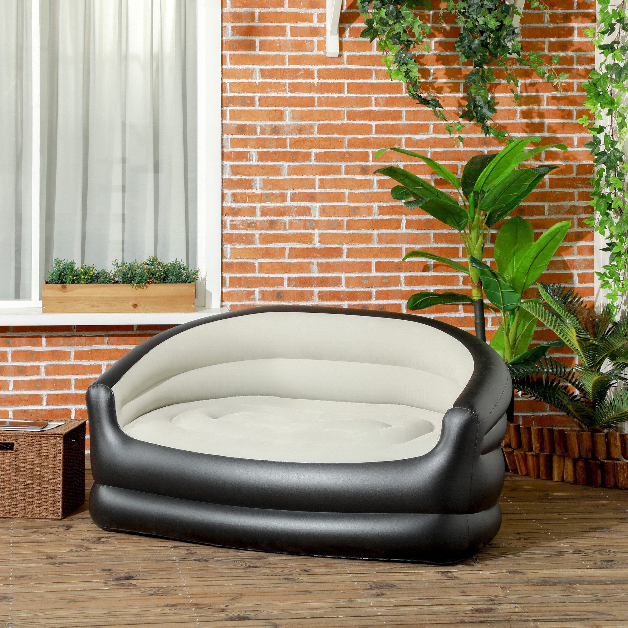 Outsunny Luftsessel Aufblasbares Sofa mit weichem günstig online kaufen