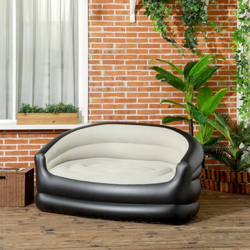 Outsunny Luftsessel Aufblasbares Sofa mit weichem Plüsch, (Luftsofa, Aufblasbare Couch), für Indoor, Outdoor, Hellgrau, 125 x 100 x 87 cm