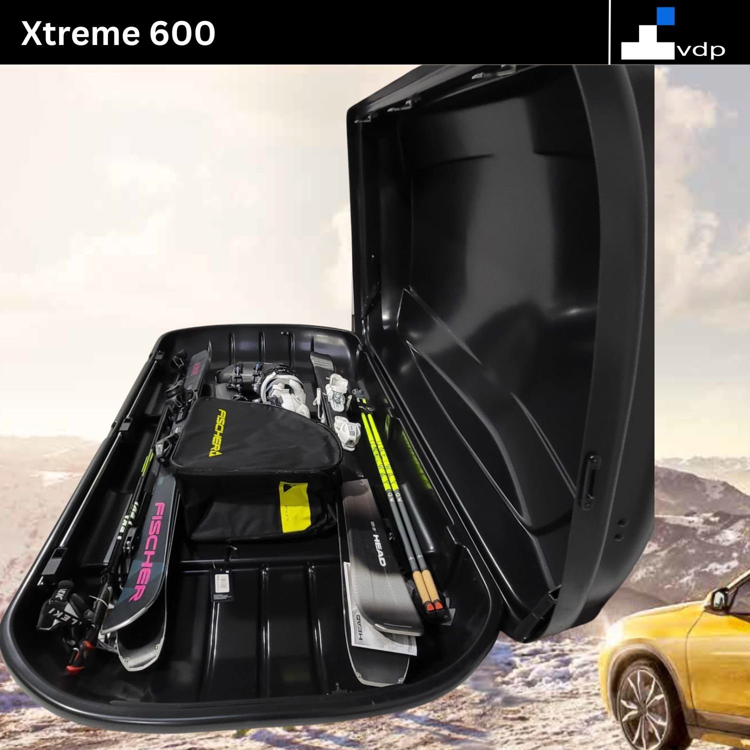 VDP Dachbox, (Winterausrüstung Liter Skibox Ski 400,500,600 der geschützt), mit Dachbox Snowboard Xtreme sicher Skibox