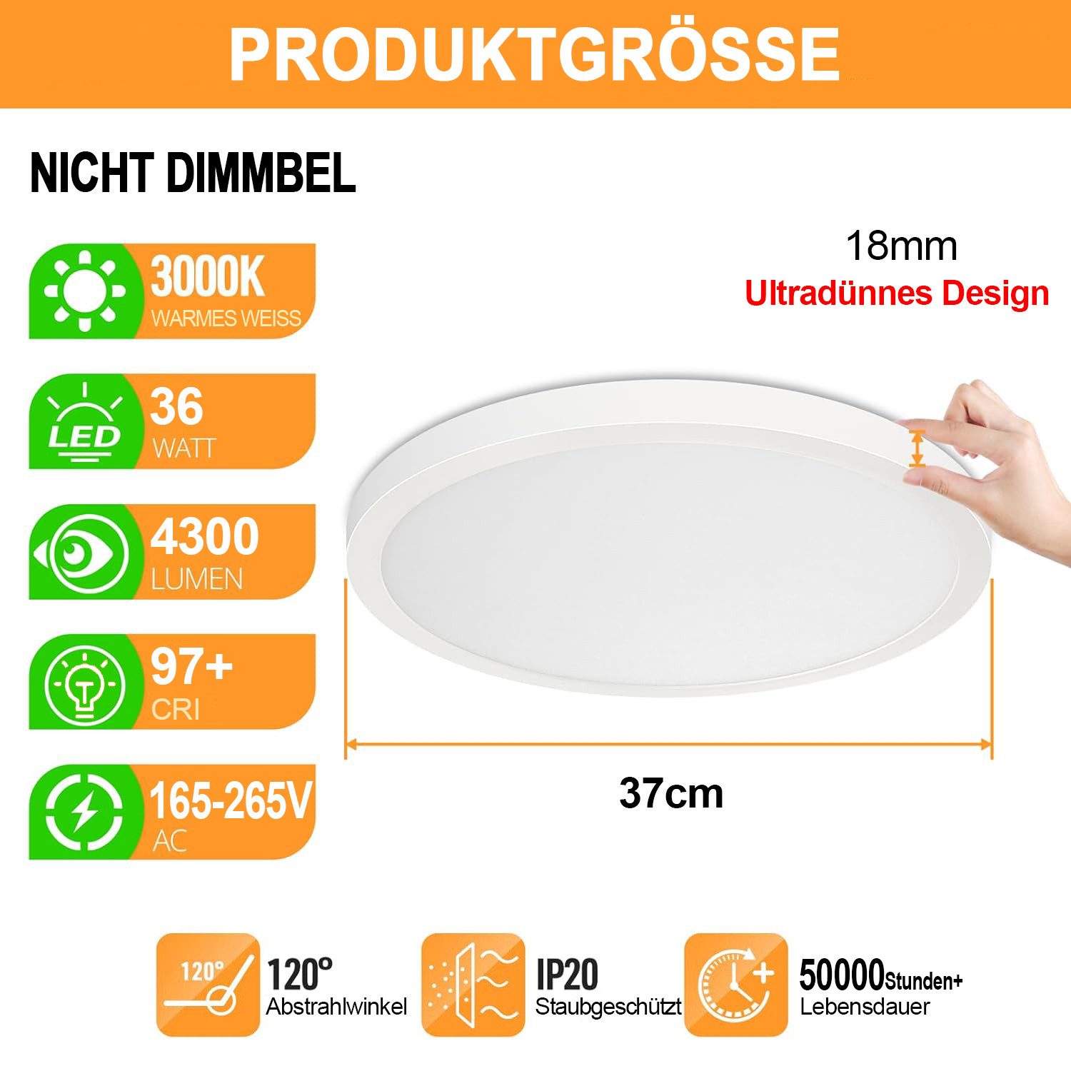 Qualra Tageslichtlampe LED Deckenleuchte Flach 3000K-6500K günstig online kaufen