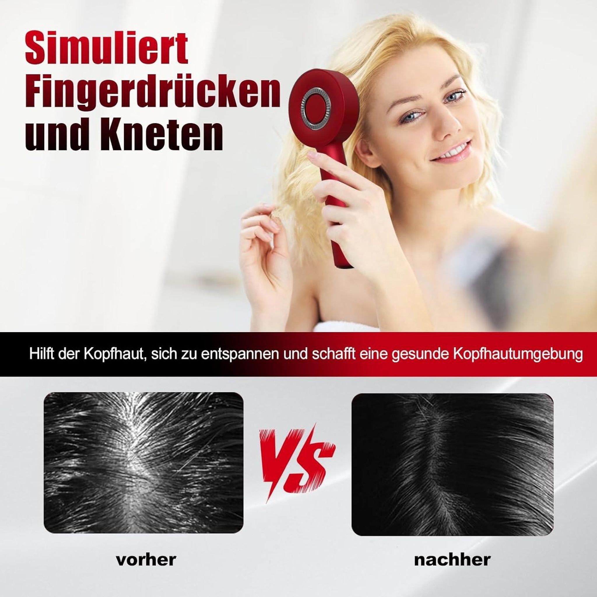 FELIXLEO Fußmassagegerät Elektrischer Kopfmassagegerät, 3 Modi, Rotlicht, Ölspender, 360°, 1-tlg. – Bild 3 von 5