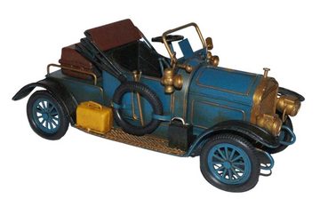 JS GartenDeko Modellauto Blechauto Oldtimer Auto Modellauto blau L 27 cm Modellfahrzeug