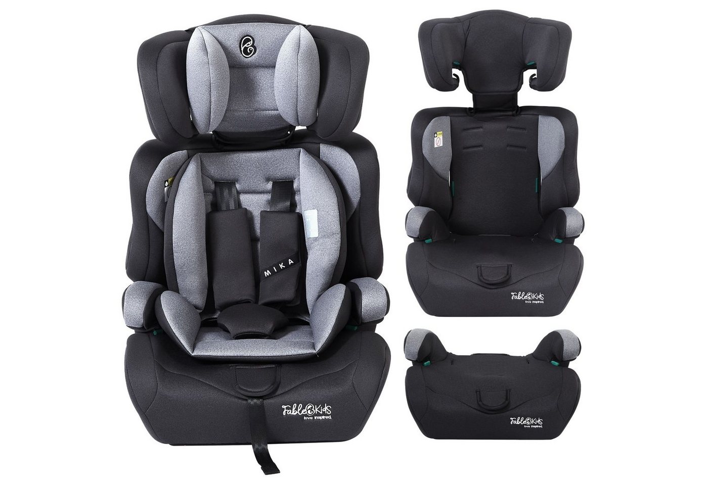 FableKids Autokindersitz Sitzerhöhung i-Size 76–150 cm, vorwärtsgerichtet, 3-Punkt-Gurt, ab: 15 Monaten, bis: 12 Jahre, Pflegeleicht: Bezug abnehmbar und waschbar