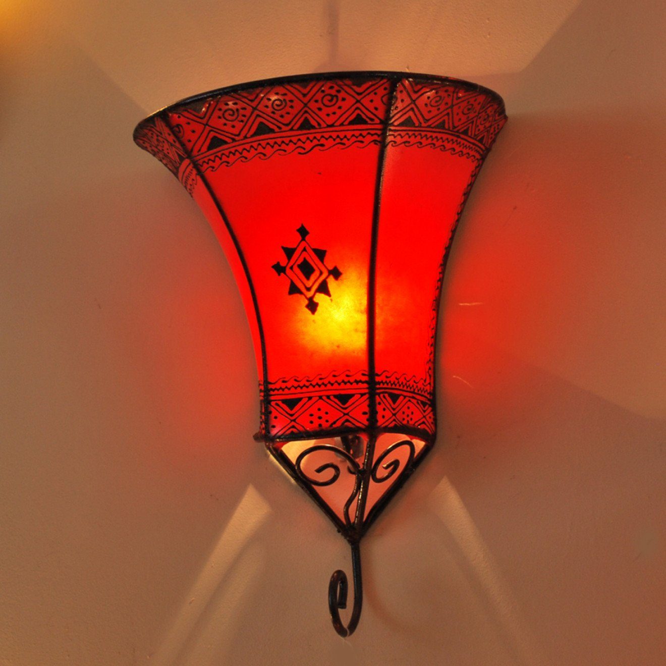 Orientalische Wandleuchte, l-artisan Wandlampe, H35cm Wandleuchte Marokkanische Nakos Leder